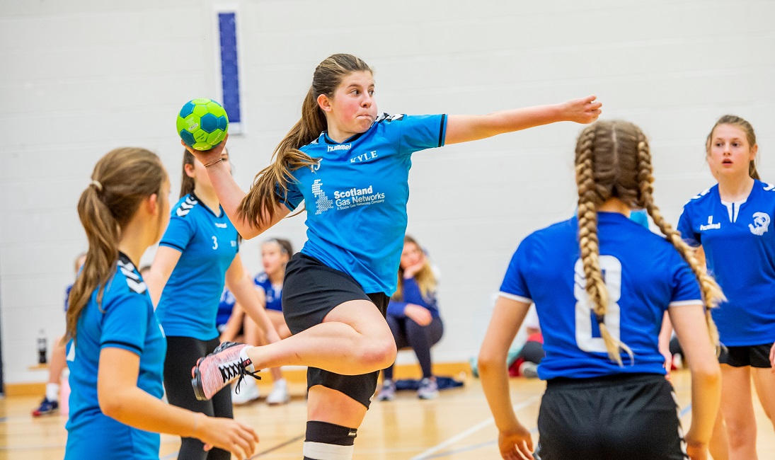 Handball team in action
